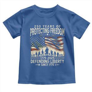 250 Years Of Protecting Freedom Defending Liberty Since 1775 Toddler T Shirt US Military Army Birthday TS11 Royal Blue Print Your Wear