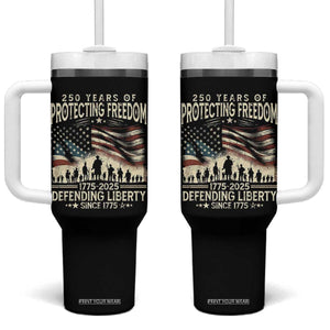 250 Years Of Protecting Freedom Defending Liberty Since 1775 Tumbler With Handle US Military Army Birthday TS11 One Size: 40 oz Black Print Your Wear