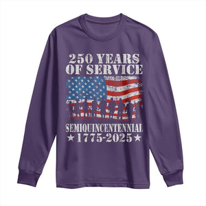 250 Years Of Service Semiquincentennial Long Sleeve Shirt US Military Army Birthday American Flag TS11 Purple Print Your Wear