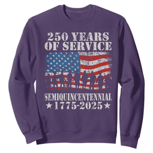 250 Years Of Service Semiquincentennial Sweatshirt US Military Army Birthday American Flag TS11 Purple Print Your Wear