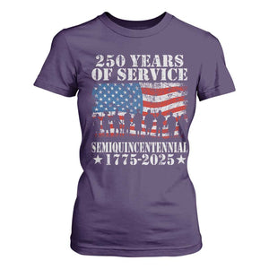 250 Years Of Service Semiquincentennial T Shirt For Women US Military Army Birthday American Flag TS11 Purple Print Your Wear