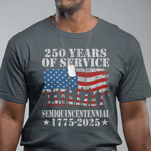 250 Years Of Service Semiquincentennial T Shirt US Military Army Birthday American Flag TS11 Dark Heather Print Your Wear