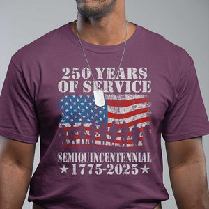 250 Years Of Service Semiquincentennial T Shirt US Military Army Birthday American Flag TS11 Maroon Print Your Wear