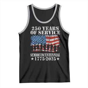 250 Years Of Service Semiquincentennial Tank Top US Military Army Birthday American Flag TS11 Black Athletic Heather Print Your Wear