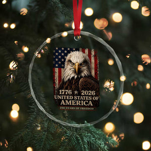 250 Anniversary USA Flag Crystal Glass Ornament Vintage Bald Eagle Patriotic 1776 2026 250 Years Birthday TS10 Print Your Wear