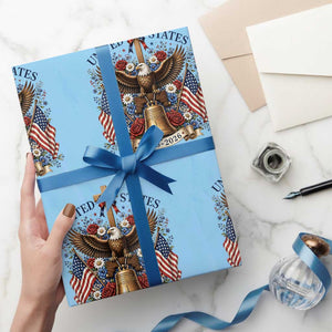 250 Anniversary USA Patriotic Eagle Wrapping Paper Roll Flower 250th Birthday 4th Of July 2026 TS10 Light Blue Print Your Wear