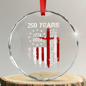 250 Years America Anniversary Christian USA Flag Crystal Glass Ornament TS11 Transparent Glass 3'' Circle Print Your Wear