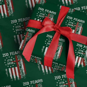 250 Years America Anniversary Christian USA Flag Wrapping Paper Roll TS11 Green Print Your Wear
