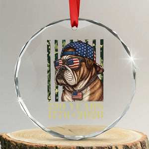 250 Years America Anniversary Crystal Glass Ornament Military Bulldog American Flag Camo TS14 Transparent Glass 3'' Circle Print Your Wear