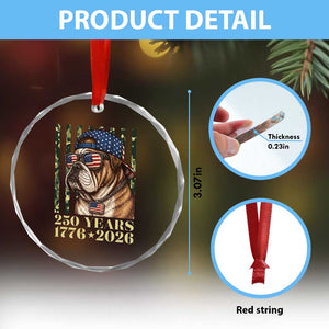 250 Years America Anniversary Crystal Glass Ornament Military Bulldog American Flag Camo TS14 Print Your Wear