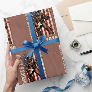 250 Years America Anniversary Wrapping Paper Roll Patriotic Bigfoot Playing Guitar 4th Of July TS14 Mocha Print Your Wear