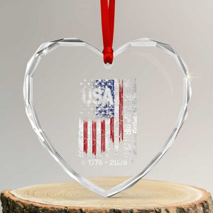 250 Years America Anniversary Flag Heart Crystal Glass Ornament 4th of July Patriotic Independence Day TS10 Transparent Glass 3'' Heart Print Your Wear