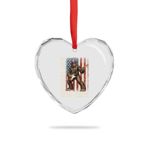250 Years America Anniversary Heart Crystal Glass Ornament Patriotic Bigfoot Playing Guitar 4th Of July