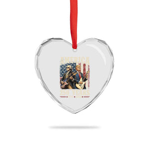 250 Years America Anniversary Heart Crystal Glass Ornament Vintage President Playing Guitar 4th of July