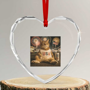 250 Years America Anniversary Statue of Liberty Heart Crystal Glass Ornament The Summer USA Turned 250
