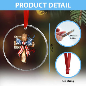 250 Years America Crystal Glass Ornament Coquette Bow Cross American 4th Of July 250th Anniversary TS10 Print Your Wear