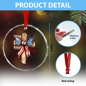 250 Years America Crystal Glass Ornament Coquette Bow Cross American 4th Of July 250th Anniversary TS10 Print Your Wear