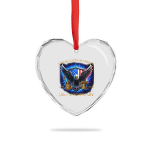 250 Years America Flag Heart Crystal Glass Ornament Eagle 250th Anniversary USA Patriotic 1776 2026 TS10 Print Your Wear