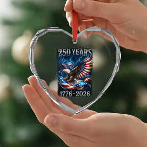 250 Years America Heart Crystal Glass Ornament Eagle and Flag 250th Anniversary USA Patriotic 1776 2026 TS10 Print Your Wear