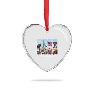 250 Years American 1776 2026 Heart Crystal Glass Ornament 250th 4th July Independence Day Eagle Statue of Liberty Flag