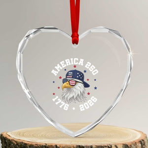 250 Years American Anniversary Heart Crystal Glass Ornament Patriotic Bald Eagle Fourth of July TS14 Transparent Glass 3'' Heart Print Your Wear