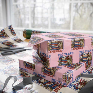 250 Years American Anniversary Wrapping Paper Roll Patriotic Book Reader 4th of July TS14 Light Pink Print Your Wear