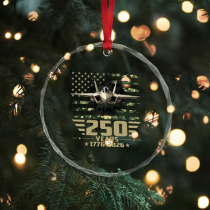250 Years Anniversary Crystal Glass Ornament Patriotic Jet Fighter US Flag Camo TS14 Print Your Wear