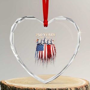 250 Years Anniversary Heart Crystal Glass Ornament Usa American Flag 1776 2026 Patriotic Independence Day 4th July TS10 Transparent Glass 3'' Heart Print Your Wear