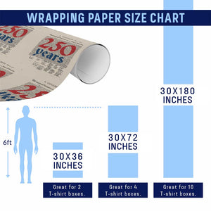 250 Years Declaration of Independence Wrapping Paper Roll Historic Patriotic 1776 to 2026 Semiquincentennial TS02 Print Your Wear