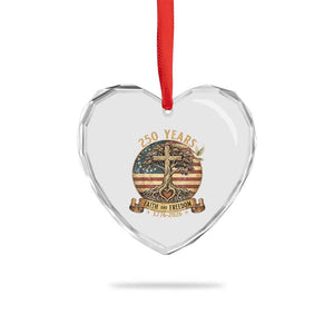 250 Years Faith and Freedom 1776 2026 Heart Crystal Glass Ornament Cross Tree Dove Religious Patriotic Christian TS02 Print Your Wear