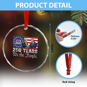 250 Years George Washington and Trump Handshake Patriotic Crystal Glass Ornament We The People 1776-2026 Founding Fathers Legacy TS02 Print Your Wear