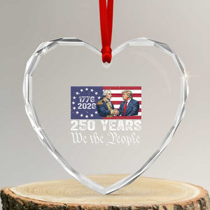 250 Years George Washington and Trump Handshake Patriotic Heart Crystal Glass Ornament We The People 1776-2026 Founding Fathers Legacy TS02 Transparent Glass 3'' Heart Print Your Wear
