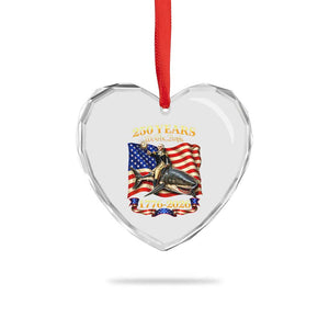 250 Years George Washington Riding Shark Heart Crystal Glass Ornament Funny July 4th American Flag 1776 2026