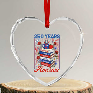 250 Years Of America American Teacher Graphic Heart Crystal Glass Ornament Patriotic Educator Gift TS12 Transparent Glass 3'' Heart Print Your Wear