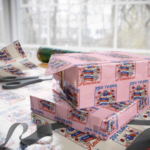 250 Years Of America American Teacher Graphic Wrapping Paper Roll Patriotic Educator Gift TS12 Light Pink Print Your Wear