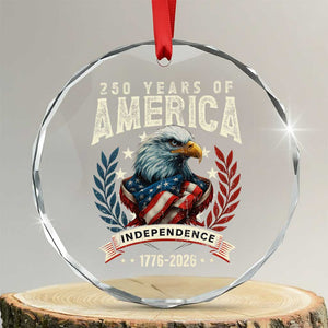 250 Years Of America Crystal Glass Ornament 250th American Anniversary Independence Bald Eagle TS11 Transparent Glass 3'' Circle Print Your Wear