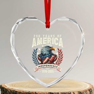 250 Years Of America Heart Crystal Glass Ornament 250th American Anniversary Independence Bald Eagle TS11 Transparent Glass 3'' Heart Print Your Wear