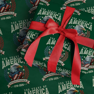 250 Years Of America Wrapping Paper Roll 250th American Anniversary Independence Bald Eagle TS11 Green Print Your Wear