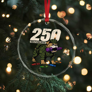 250 Years Of Eating Crayons Crystal Glass Ornament Vintage Bulldog Patriotic Veteran Military Gift TS10 Print Your Wear