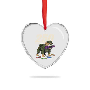 250 Years Of Eating Crayons Heart Crystal Glass Ornament Vintage Bulldog Patriotic Veteran Military Gift TS10 Print Your Wear
