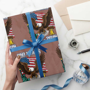 250 Years of Freedom 1776 2026 Patriotic Eagle Wrapping Paper Roll 4th of July American Flag Liberty Bell Statue of Liberty TS02 Mocha Print Your Wear