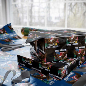 250 Years of Freedom 1776 2026 Patriotic Eagle Wrapping Paper Roll 4th of July American Flag Liberty Bell Statue of Liberty TS02 Black Print Your Wear