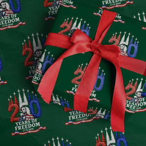 250 Years of Freedom Abraham Lincoln Patriotic Wrapping Paper Roll US Fighter Jets Red White and Blue 1776 to 2026 Semiquincentennial