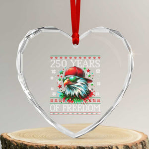 250 Years Of Freedom Christmas Heart Crystal Glass Ornament 250th Anniversary USA Eagle Ugly Xmas TS10 Transparent Glass 3'' Heart Print Your Wear