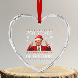 250 Years Of Freedom Christmas Heart Crystal Glass Ornament 250th Anniversary USA Trump Ugly Xmas TS10 Transparent Glass 3'' Heart Print Your Wear
