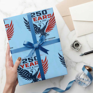 250 Years of Freedom Commemorative Patriotic Eagle Wrapping Paper Roll Majestic American Flag Winged Eagle 1776 to 2026 Semiquincentennial