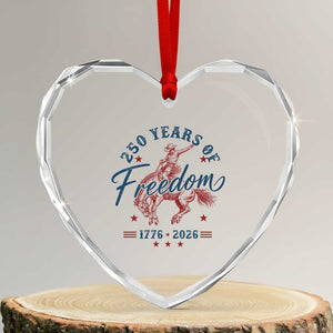 250 Years Of Freedom Cowboy Heart Crystal Glass Ornament Western 250th Anniversary USA 1776 2026
