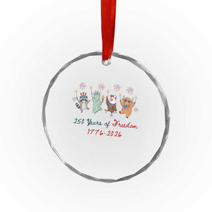 250 Years Of Freedom Crystal Glass Ornament Patriotic Doodle America Raccoon Goose Highland Cow 4th of July TS14 Print Your Wear