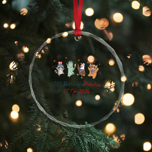 250 Years Of Freedom Crystal Glass Ornament Patriotic Doodle America Raccoon Goose Highland Cow 4th of July TS14 Print Your Wear