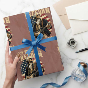 250 Years of Freedom George Washington Rock Star Wrapping Paper Roll Funny Electric Guitar Player Vintage American Flag 1776 to 2026 Semiquincentennial